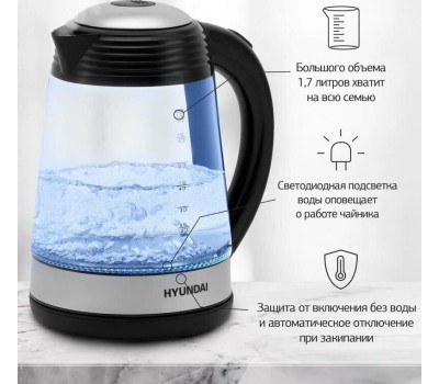 Чайник электрический HYUNDAI HYK-G3803 (1,7л. стекло)