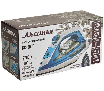 Утюг АКСИНЬЯ КС-3005 белый с синим