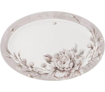 Блюдо LEFARD 415-2126 WHITE FLOWER СЕРОЕ овальное 36*24см