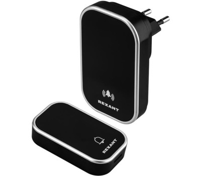 REXANT Беспроводной дверной звонок с цифровым кодированием 38 мелодий 200м IP44 черный