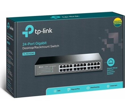 Коммутатор TP-LINK Коммутатор TL-SG1024D 24 порта (24x1000Mbs, неуправляемый, возможен монтаж в 19