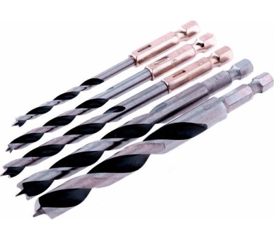 Набор сверл MATRIX Набор сверл по дереву, 4-5-6-8-10 мм, 5 шт, шестигранный хвостовик, пластиковый кейс, 70283