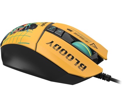 A4TECH Мышь проводная Bloody W63 Max Renegade, игровая, оптическая, 12000dpi, желтый и рисунок