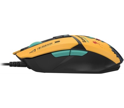 A4TECH Мышь проводная Bloody W63 Max Renegade, игровая, оптическая, 12000dpi, желтый и рисунок
