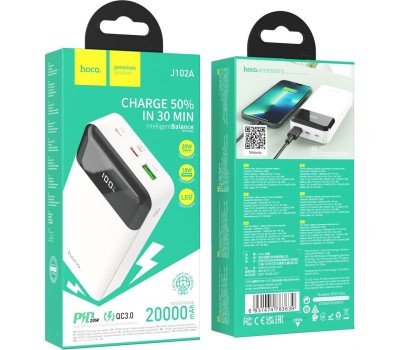 HOCO Внешний аккумулятор (Power Bank) J102A Cool figure, 20000мAч, белый [j102a cool figure white]