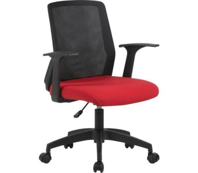 Кресло компьютерное CACTUS Кресло CS-MC222-BKRD, сетка/ткань, до 100кг, фиксированные подлокотники, темно-красный