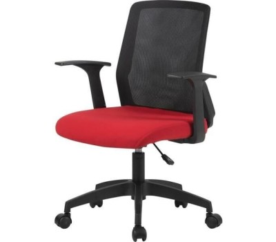 Кресло компьютерное CACTUS Кресло CS-MC222-BKRD, сетка/ткань, до 100кг, фиксированные подлокотники, темно-красный