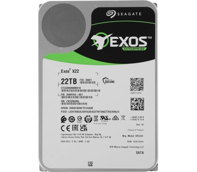 SEAGATE Жесткий диск серверный Exos X22 ST22000NM001E 22TB 3.5