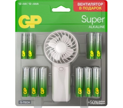 GP AA/AAA Батарейка Super 15A/24A/FANWETA21-2CRSBC24, 24 шт