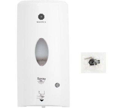 МАГНУС - Дозатор СЕНСОРНЫЙ, для ДЕЗИНФЕКЦИЯ, пластик АБС, БЕЛЫЙ с чёрным, 1200 мл. питание 6АА или от сети 100-240 / 9V 682