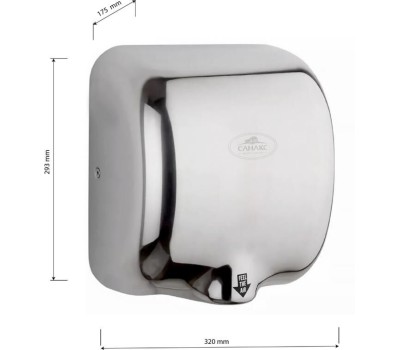 САНАКС - Сушилка для рук, скоростная, антивандальная корпус из нержавеющей стали, хромированная, 1800Вт 6950