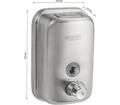 BRIMIX - Дозатор для жидкого мыла 500 мл, настенный, с глазком, из нержавеющей стали марки 304, цвет САТИН. 614