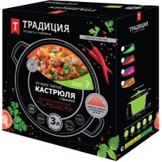 Кастрюля ТРАДИЦИЯ ТГ5233 а/пр литая 3,0л стекл/кр Гранит