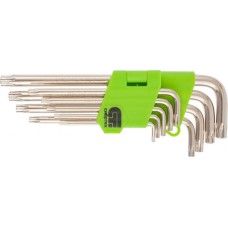 Набор ключей СИБРТЕХ Набор ключей имбусовых Tamper-Torx , 9 шт: ТТ10-ТТ50.45x, закаленные, удлиненные, никель