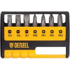 Набор бит DENZEL Набор бит с магнитным держателем, S2, 8 шт 133577