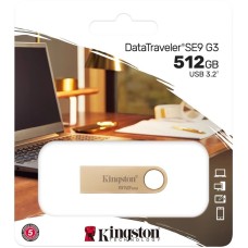 KINGSTON Флешка USB DataTraveler SE9 512ГБ, USB3.0, золотистый [dtse9g3/512gb]