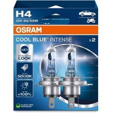 Лампа галогенная OSRAM Автолампа галогенная H4 (60/55W P43T +100%) COOL BLUE INTENSE (евробокс, 2шт) 5000K 12V