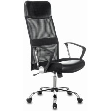 БЮРОКРАТ Кресло руководителя CH-600SL черный экокожа/сетка крестов. металл хром