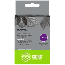 CACTUS Картридж ленточный CS-TZES231 TZe-S231 черный на белом 12x8 для Brother 1010/1280/1280VP/2700VP