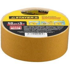 STAYER 50 мм, 5 м, на тканевой основе, двухсторонняя клейкая лента, Professional (1217-05)