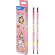 DELI Карандаш ч/г MiYou EC012-2B 2B шестигран. карт.кор. (12шт)
