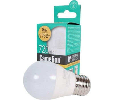 Лампа светодиодная CAMELION (12392) LED8-G45/830/E27