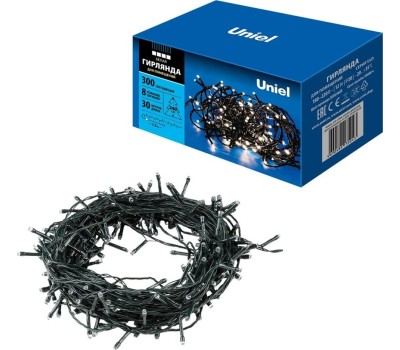 Гирлянда UNIEL (UL-00007309) ULD-S2000-200/DGA WHITE IP20 Гирлянда светодиодная, 20м. 200 светодиодов. Белый свет. Провод зеленый. ТМ Uniel