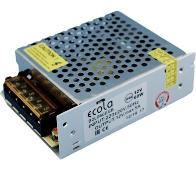 аксессуары для светильников ECOLA B2L060ESB ECOLA LED strip Power Supply 60W 220V-12V IP20 блок питания для светодиодной ленты Степень защиты IP20 Мощность 60W Напряжение входное 220V Напряжение выход 12V