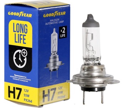 Лампа галогенная GOODYEAR GY017122 лампа галогенная автомобильная Н7 12V 55W PX26d Long Life