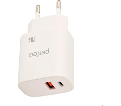 PERFEO (I4661) СЗУ USB-A+TYPE-C, 20W, белый