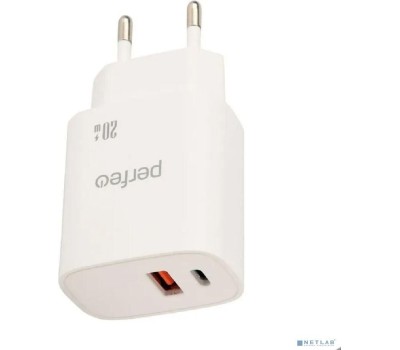 PERFEO (I4661) СЗУ USB-A+TYPE-C, 20W, белый