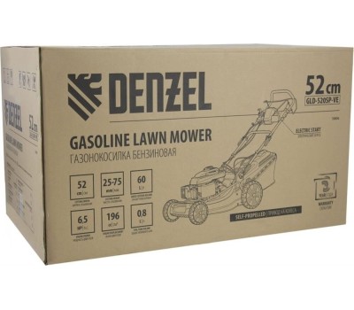 Газонокосилка бензиновая DENZEL GLD-520SP-VE, 196 см3,шир 52 см,привод,вариатор,эл.старт,60 л 58806