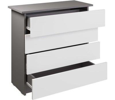 Модульная мебель МЕБЕЛЬ-КОМПЛЕКС ЛАЙТ Комод 4Я Серый шифер/Белый