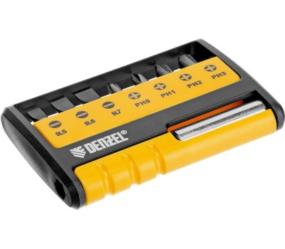 Набор бит DENZEL Набор бит с магнитным держателем, S2, 8 шт 133577