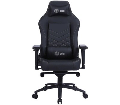 Кресло компьютерное игровое CACTUS Кресло игровое CS-CHR-0112BL-M с вибромассажем, на колесиках, экокожа, черный