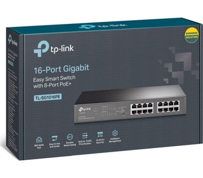 TP-LINK SMB TP-Link TL-SG1016PE Коммутатор Easy Smart с 16 гигабитными портами (8 портов PoE+)