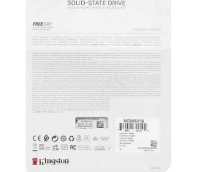 Накопитель SSD KINGSTON SSD накопитель KC3000 SKC3000S/512G 512ГБ, M.2 2280, PCIe 4.0 x4, NVMe, M.2