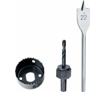 Набор сверл MATRIX Набор для установки врезных замков, 22 мм х 54 мм, перовое сверло, кольцевая пила 70494