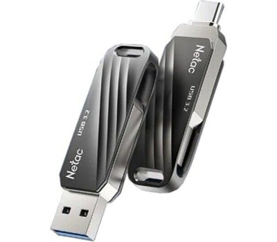 Флешка NETAC Флешка USB US1 128ГБ, USB3.2, черный и серебристый [nt03us11c-128g-32bk]