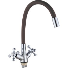 Смеситель GOTA ROCIO G095538-GOTA Barcelona Смеситель д/кухни с 2-мя рукоятками с высоким силиконовым изливом, креп. гайка серый