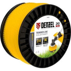 Леска DENZEL Леска для триммера витой квадрат, 2,4мм х 243м, на DIN катушке FLEX CORD 96298