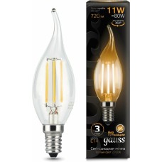 GAUSS Лампа филам. Filament 11Вт цок.:E14 свеча 220B 2700K св.свеч.бел.теп. CF35 (упак.:1шт) (104801111)