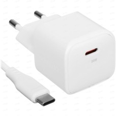 ACEFAST Сетевое зарядное устройство A77 mini PD30W GaN USB-C charger с кабелем USB-C-USB-C (EU). Цвет: белый