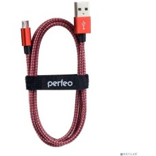 Кабель PERFEO (U4803) USB A вилка - Micro USB вилка, красно-белый, длина 1 м