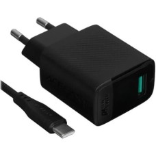 ACEFAST Сетевое зарядное устройство A90 QC18W GaN single USB-A charger с кабелем USB-C-USB-A. Цвет: черный