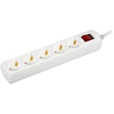IEK Сетевой удлинитель У05В 1.5м (5 розеток) белый (пакет ПЭ)
