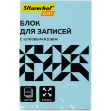 SILWERHOF Блок самоклеящийся бумажный Daily 51x76мм 100лист. 75г/м2 пастель голубой