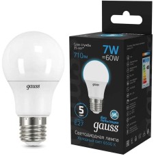 GAUSS Лампа светодиодная 102502307 7Вт цок.:E27 груша 220B св.свеч.бел.хол. (упак.:10шт)
