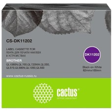CACTUS Картридж ленточный CS-DK11202 DK-11202 черный на белом для Brother P-touch QL-500, QL-550, QL-700, QL-800