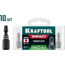 KRAFTOOL Impact TX 20, 25 мм, 10 шт, ударные биты (26195-20-25-S10)